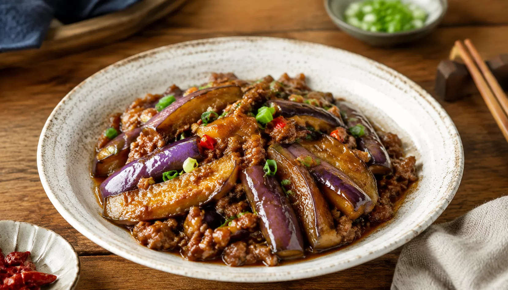 少油版红烧肉末茄子,不油炸一样软绵入味
